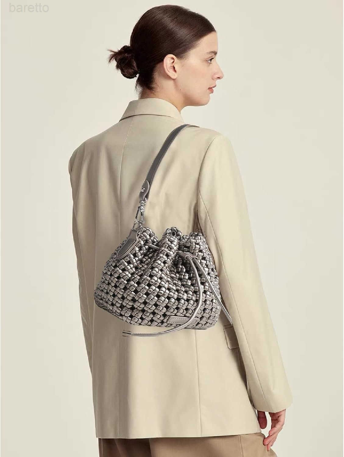 Fashion Hollow Bucket Tote Bag For Women Crossbody Female Handbag Woven Silk bag Leisure Leather Shoulder Bag Z251017