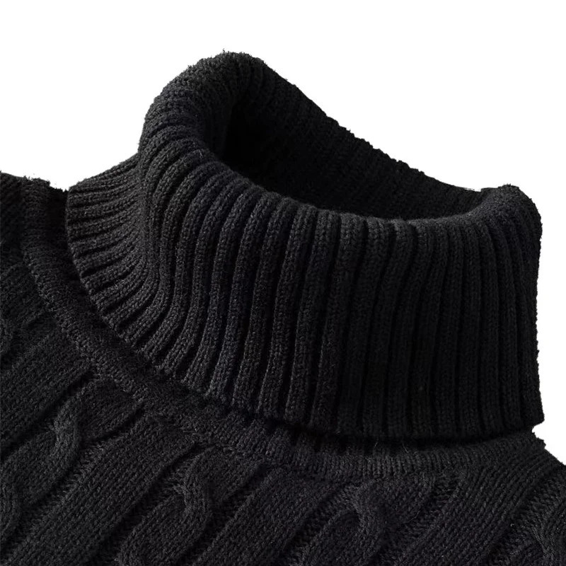2025 Mens High Neck Sweater Solid Color Pullover Knitted Warm Casual Turtleneck Sweatwear Woolen Mens Winter Outdoor Tops 251017