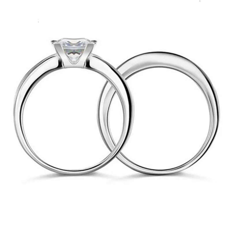 Princess cut Lab Dia Promise Ring sets Sterling Sier Party Wedding Rings for Women Bridal Fine Zircon Engagement Jewelry Gift