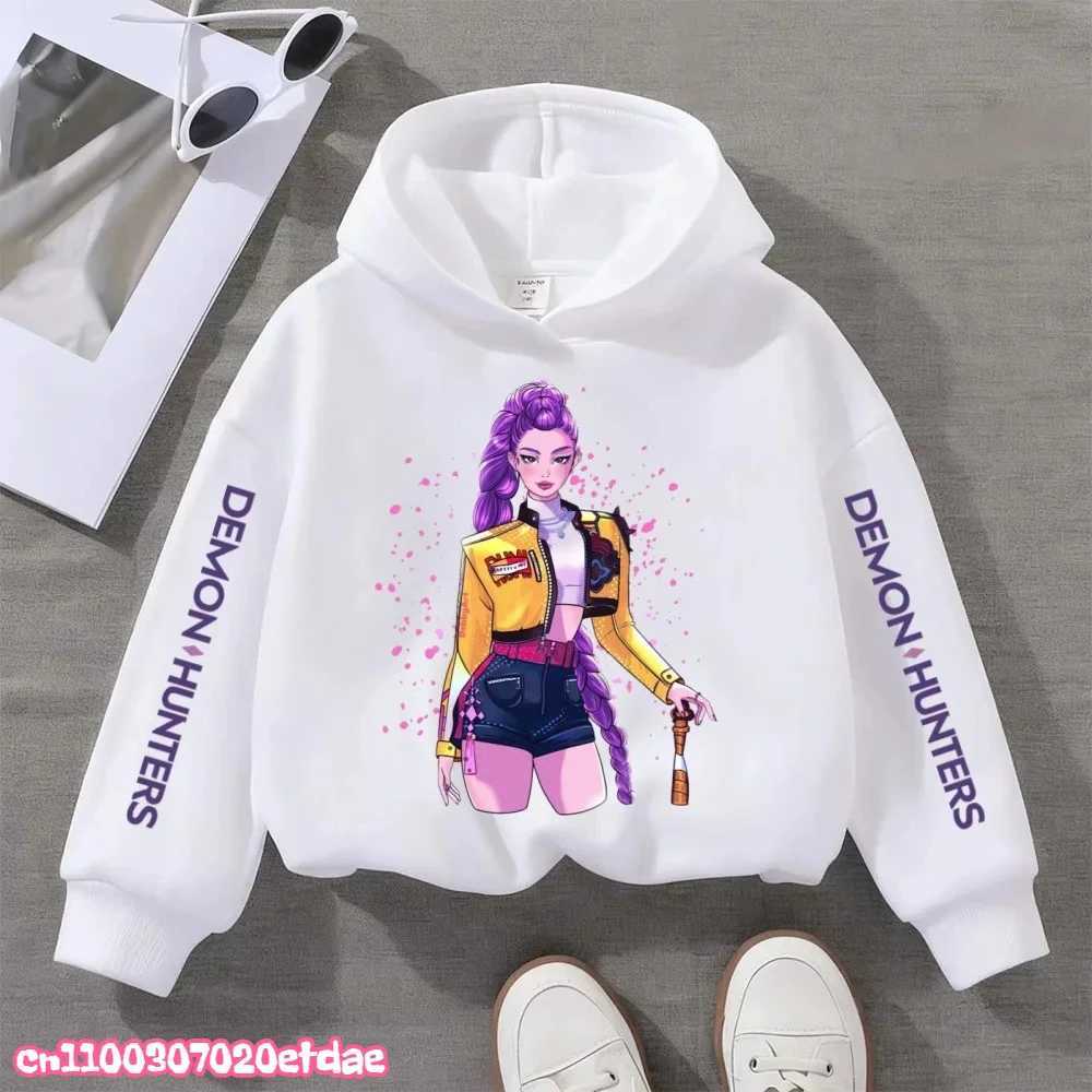 2025 KPop Demon Hunter Girls Boy Hooded Sweatshirt Warm Childrens Korean Wave Fashion Casual Tops Casual Girls Clothing C251017