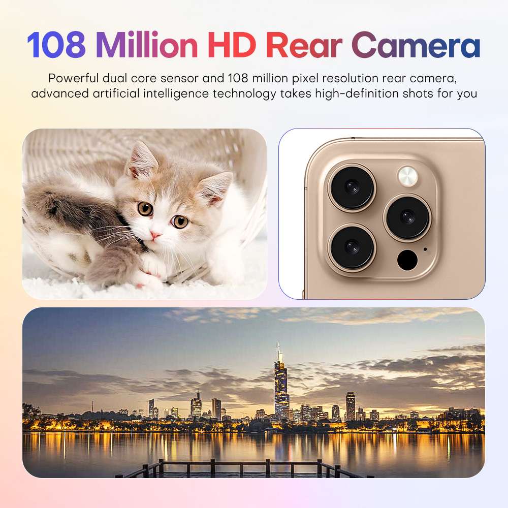 New i16 Pro Max Global Version Original Smartphone 5G WiFi Dual SIM Mobile Phone 7.3-inch HD 16GB+1TB 8000mAh celulares Cell Phones 12 Core Snapdragon