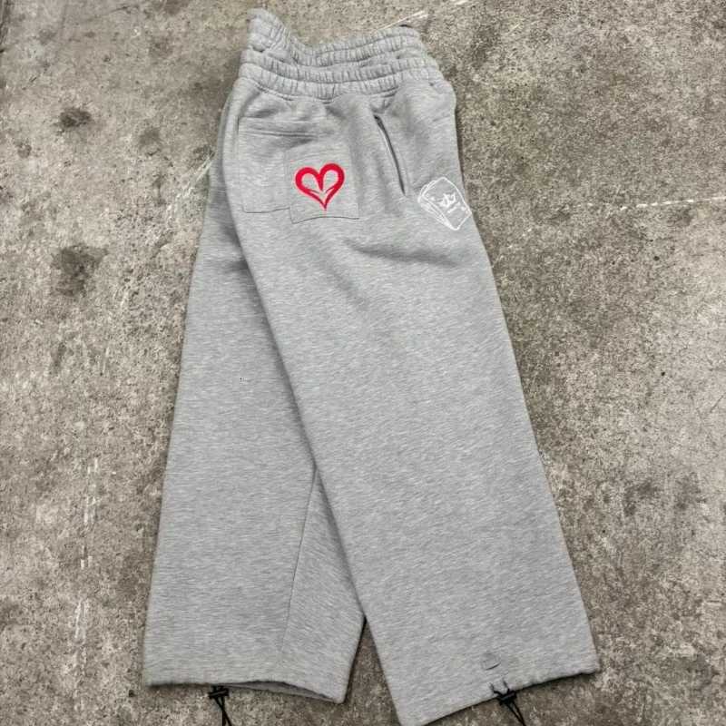 Y2K Double Waist Pants Grey Loose Poker Embroidered Streetwear Jogging Pants Men Women Gothic HipHop Sports Casual SweatpantsXJ251017