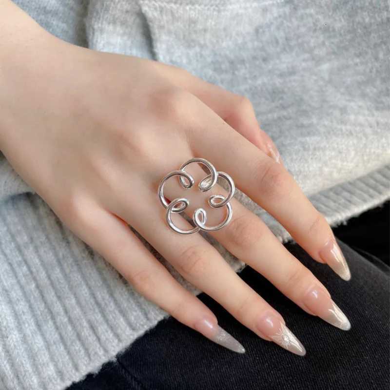 Foxanry Silver Color Flower Geometric Rings For Women Girl Minimalist Exaggerated Sweet Elegant Handmade Engagement Jewelry GiftW251017