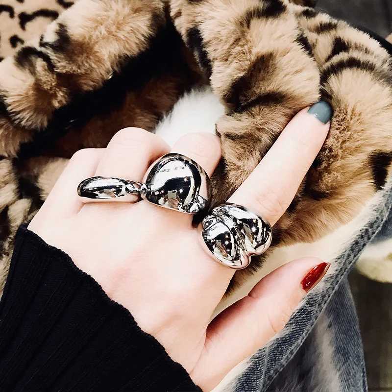 3Pcs Gold Color Silver Color Metal Minimalist Glossy Wide Open Rings Geometric Finger Rings for Women Men JewelryW251017