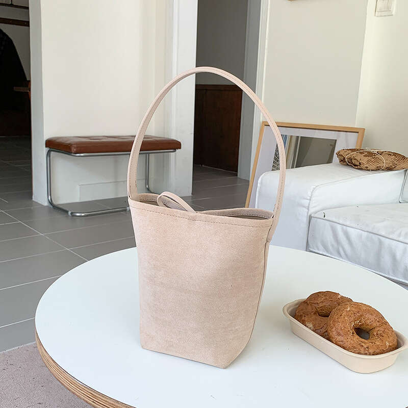 Autumn Simple Versatile Matte Mother-Daughter Bucket Korean Version New Suede Fashion Large Capacity Niche Shoulder Bag For Women B5