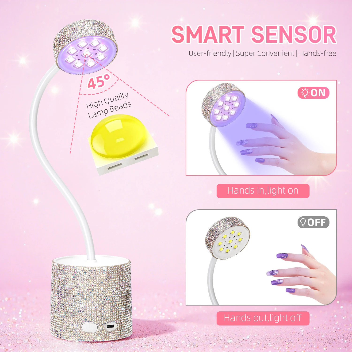 Rechargeable Cordless UV LED Nail Lamp Portable Mini Gel Polish Dryer With Flexible Gooseneck For Fast Curing Gel Nails Salon 251014