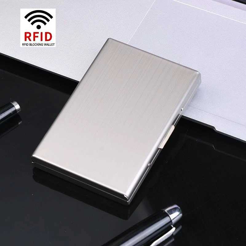 RFID Blocking Stainless Steel Card Holder Case Ultra Slim Metal Wallet for Men Women Secure Durable Travel EssentialsW251017