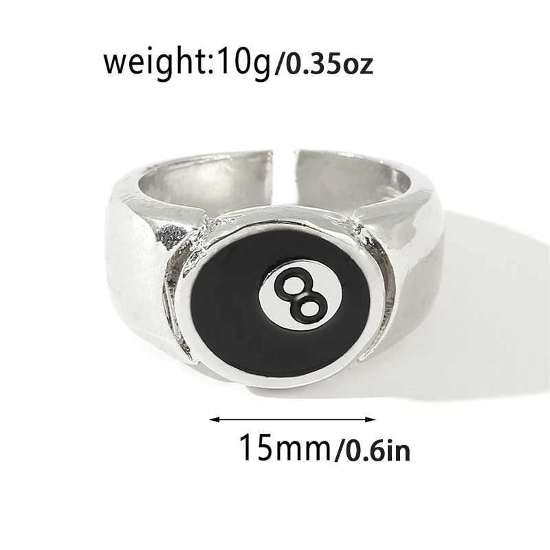 Number 8 Black Pool Billiard Ball Ring for Man Personality Charm Cocktail Party Accessories Eight Z251017