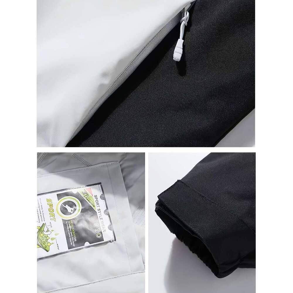 Windproof Jacket Windproof & Warm Women's Lightweight Winter Hooded Jacket | Color-Block Design With Zipper Front, Long Sleeves, And Adjustable H