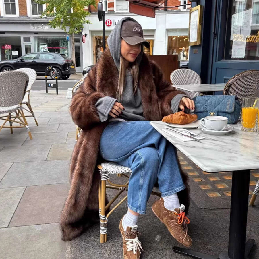 Autumn Winter Thickened Faux For Women, Casual Long Fox Coat, Loose Plus Size Fur Coat