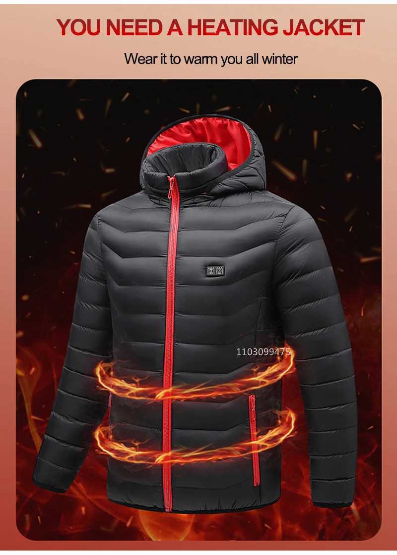 11 Areas Self Heated Jacket Men Women USB Heated Clothing Cotton Washed Winter Thermal Skiing Camping Hiking Jacket Warm Coats H251017