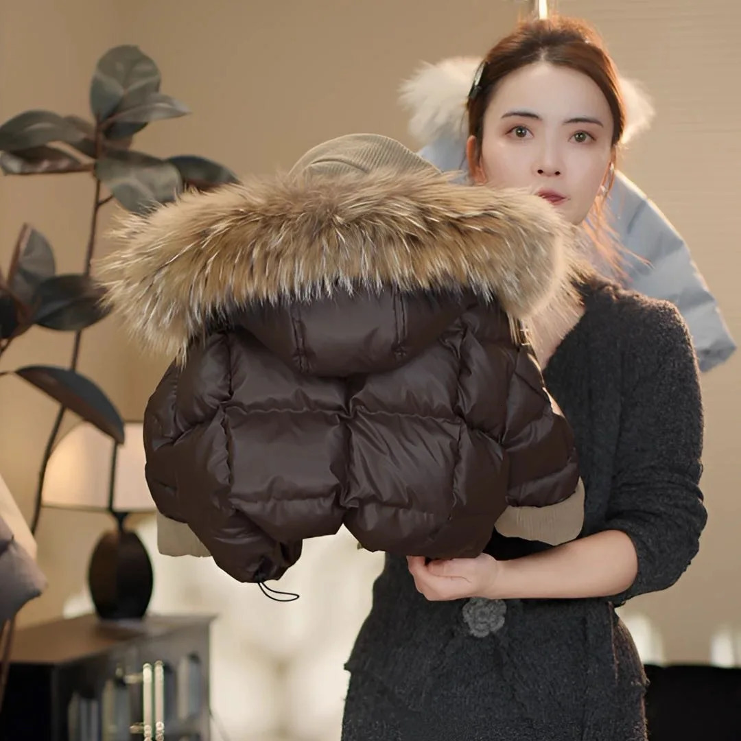 Childrens Down Cotton Jacket Hooded Big Hairy Collar Boys Brown Winter Cotton Jacket Boys Jacket 251015