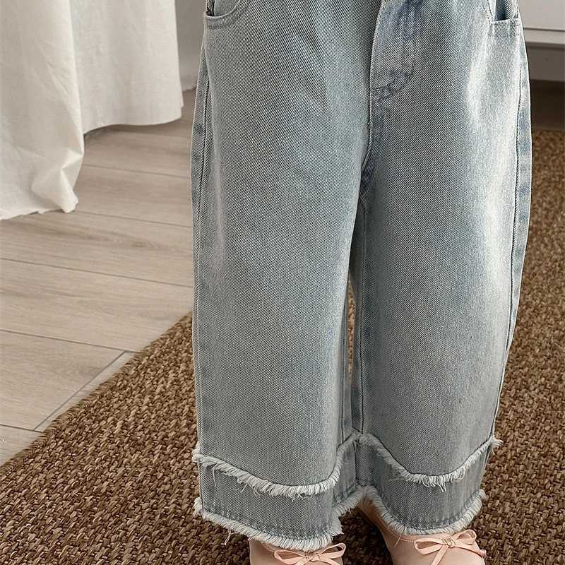 Pants Girl 2024 Spring Summer New Burrs Jeans Western Solid Color Leisure Versatile TideT251017