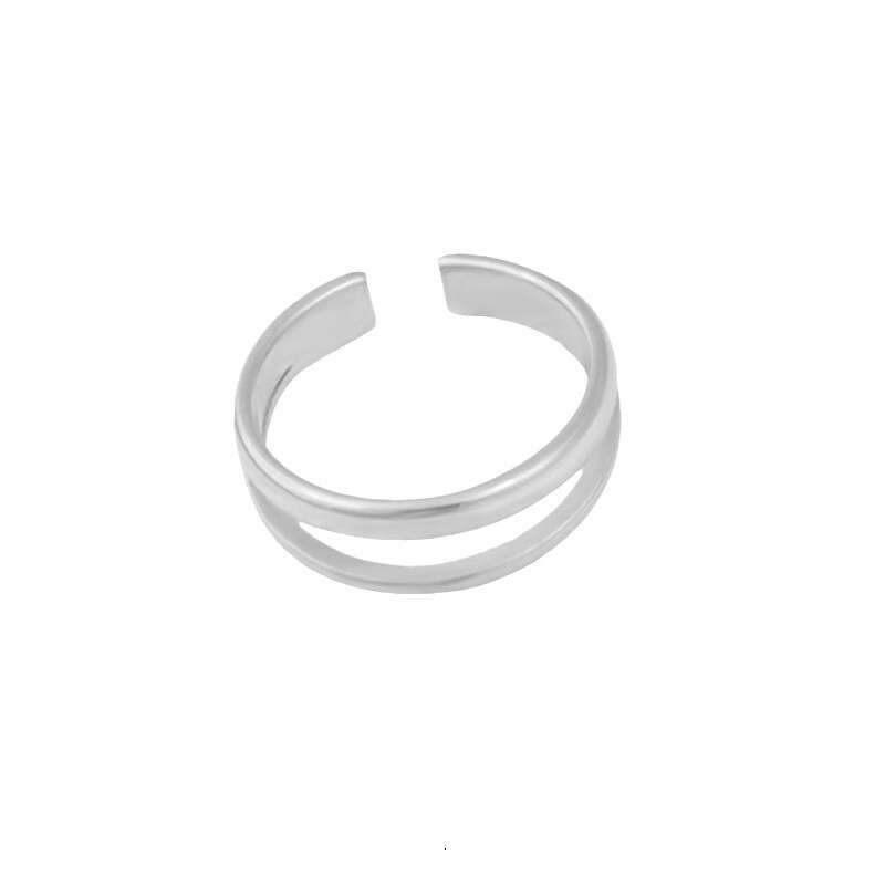 Trendy Ins Simple Open for Women Double Layer Adjustable Stainless Steel Ring ddmypluto