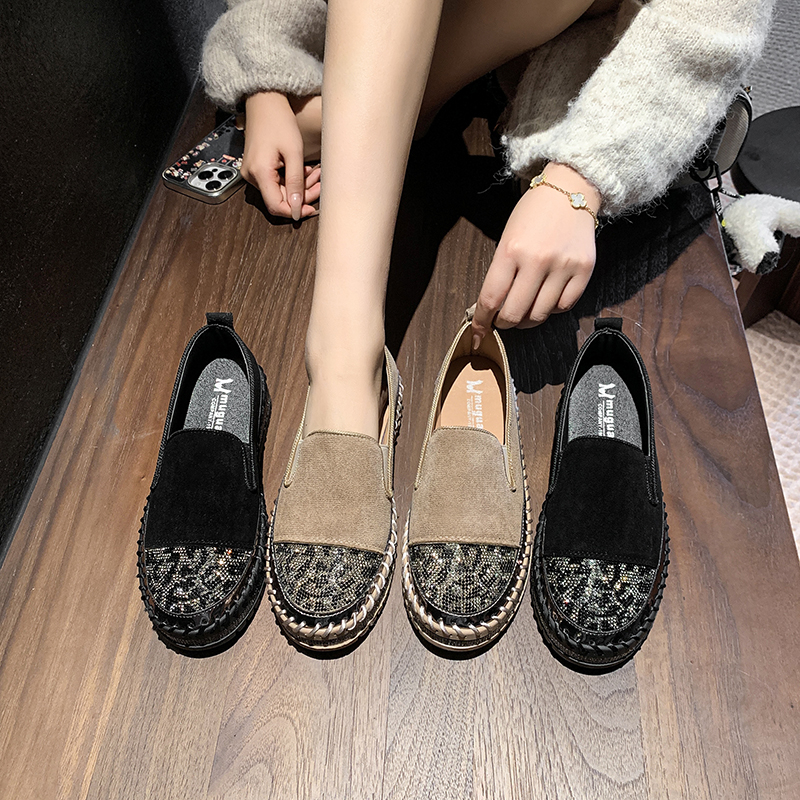 Luxury Diamond Designer Women's Casual Shoes Fashion Versatile Loafers Casual Thin Bottom Rhinestone Round Toe Flats Anti slip walking shoes Zapa