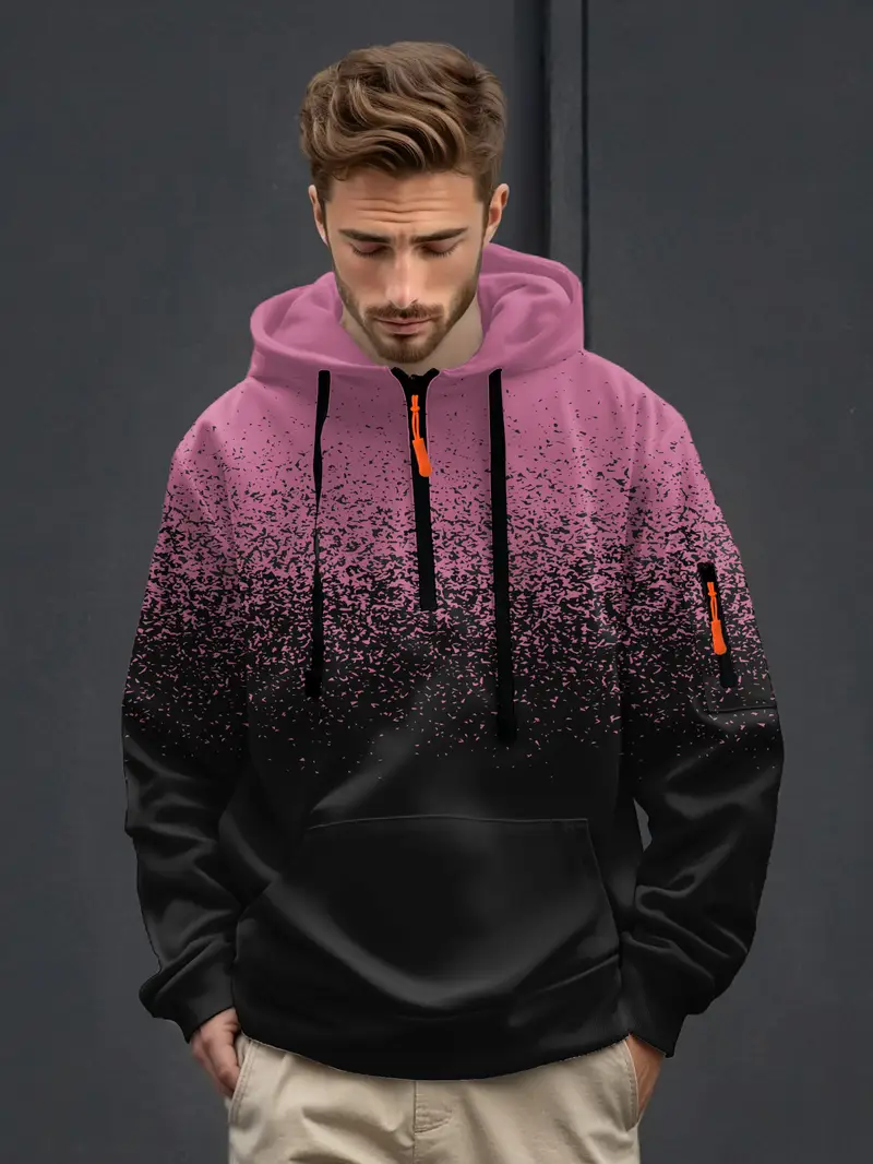 Men's Women's Athleisure Half Zip Pullover Hooded Sweatshirt Soft Fleece Loose Fit Top for Gym Casual Wear Plus Size2-1-1