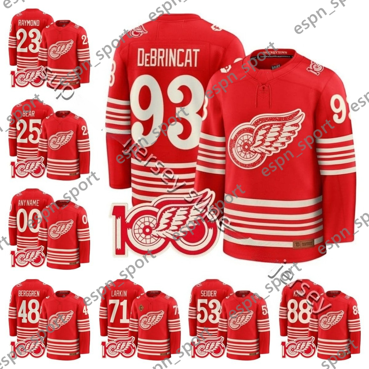 71 Dylans Larkins New hockey jersey red Patrick Kane Alex DeBrincat Moritz Seider Simon Edvinsson Yzerman John Gibson Lucas 2025