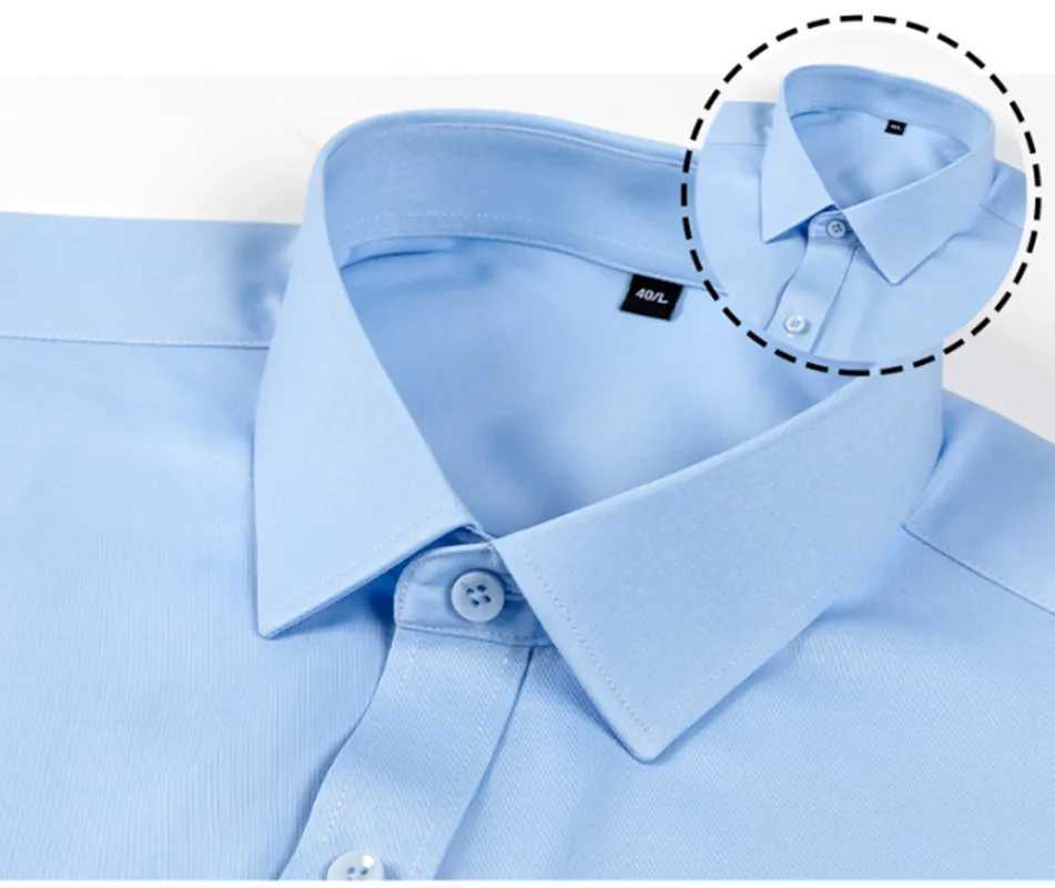 Classic Luxury Mens Dress Shirt Long Sleeve Solid Color Waterproof And Stainresistant doesnt wrinkle Buseiness Social Black J251017