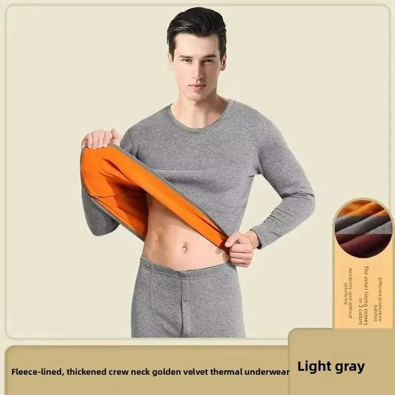 Mens Thermal Underwear Set Fleece Lined Thick Heated Winter Warm Golden Fleece AntiCold Base Layer Long Johns Top Bottom Outfit H251017