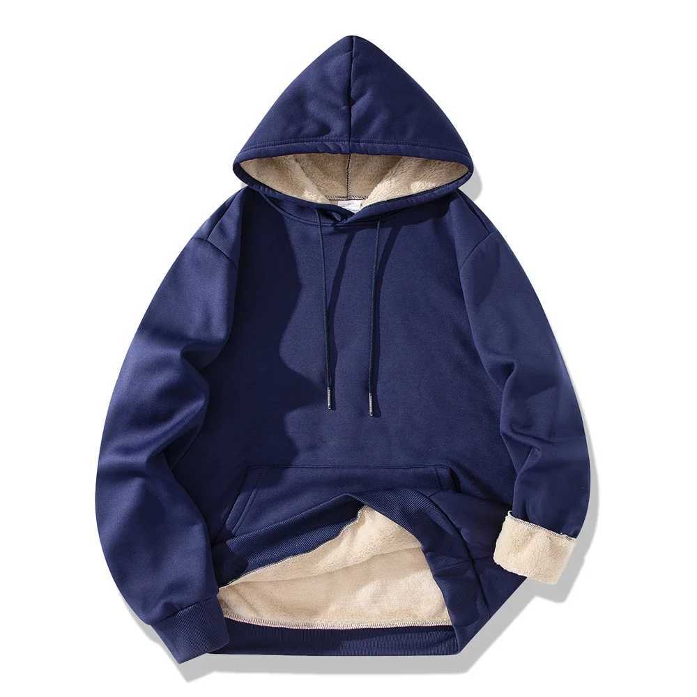 Mens Winter Warm Hoodies Sports Thick Sweatshirts Windproof Thermal Casual Solid Color Loose Long Sleeve Pullover Streetwear Z251017