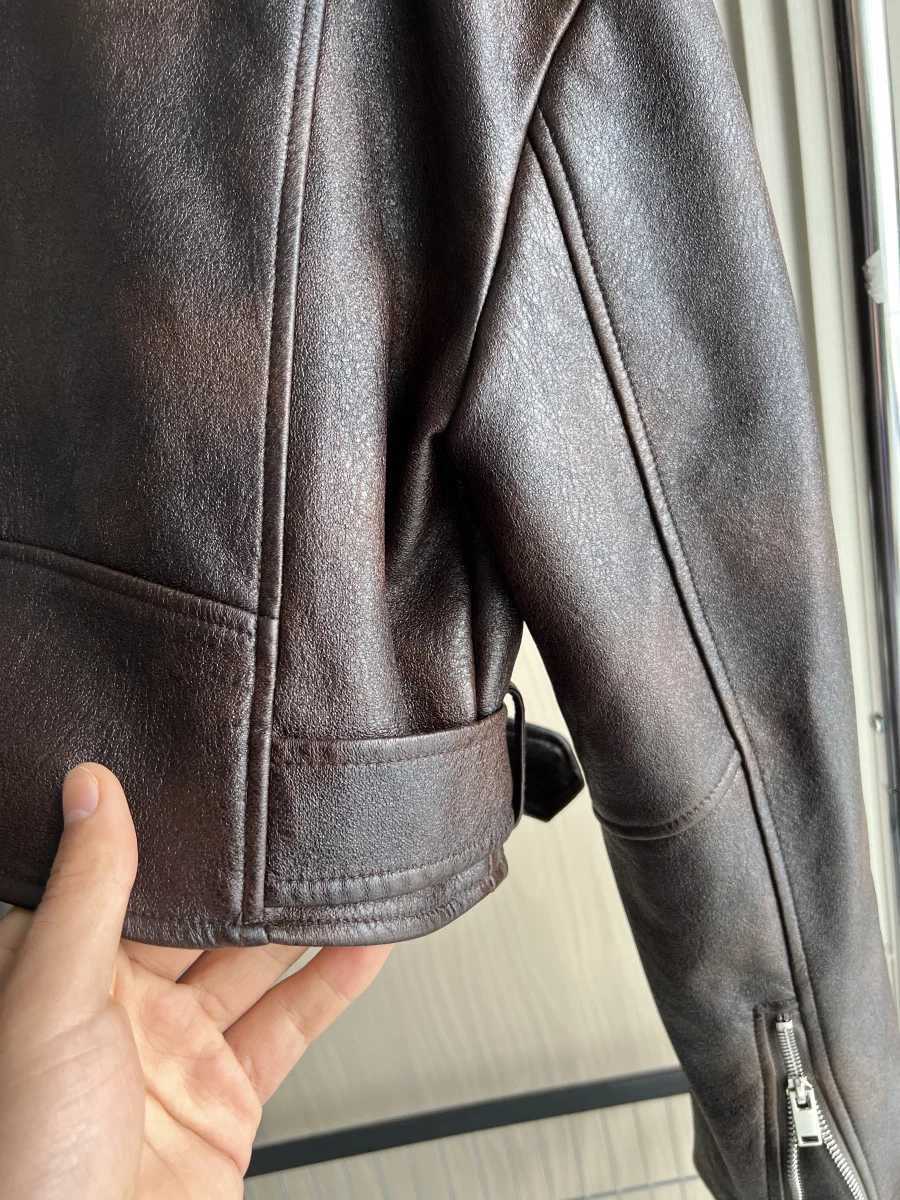 ETJ 2025 FallWinter New Arrivals Womens Faux Leather Biker Jacket Long Sleeve Collarless Short Coat 3046325T251017