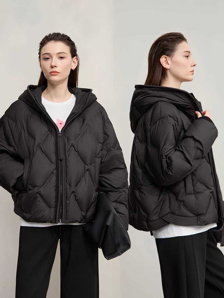 AMII Womens Jacket Coat 2025 Winter New Warm Commuter Hooded Down Jackets Woman Straight Solid Loose Long Sleeve Top 12554021 W251016