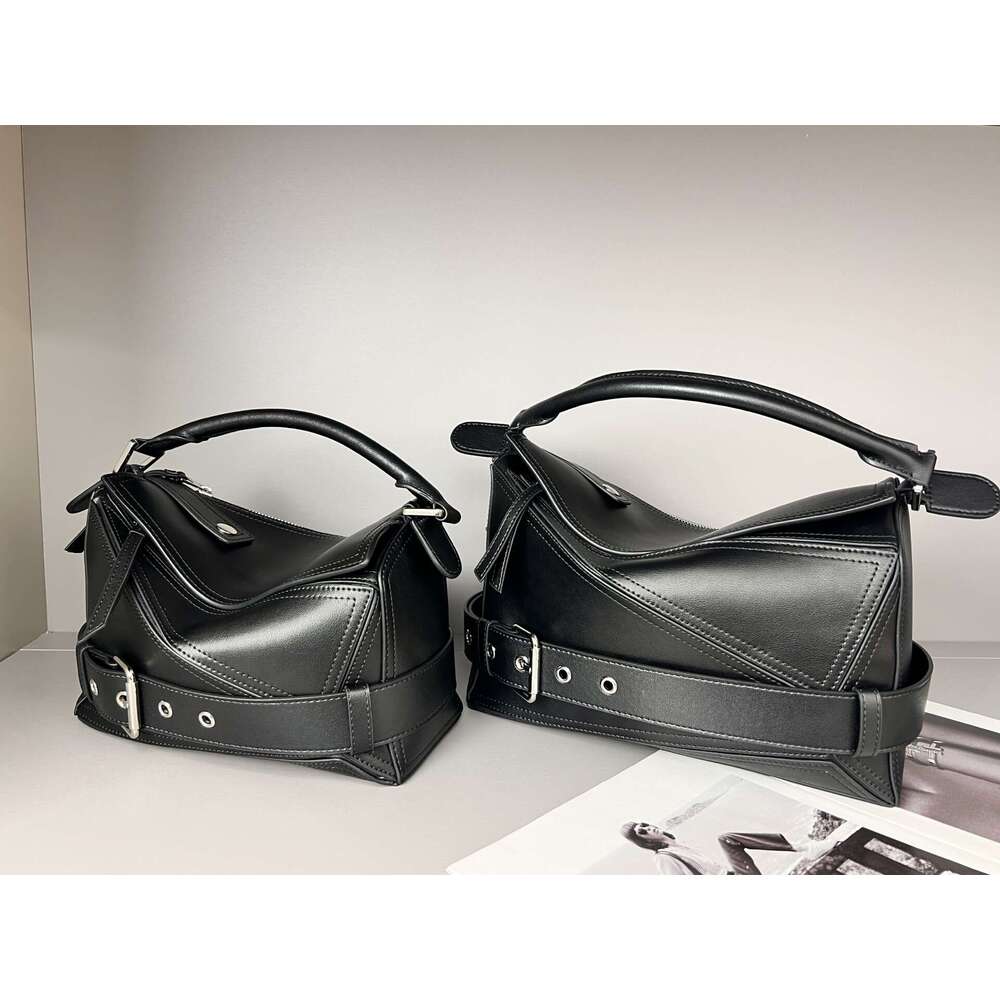 Luojia New Motorcycle Geometric Genuine Leather Women's Handbag Commuter Large Capacity Single Shoulder Crossbody Bag