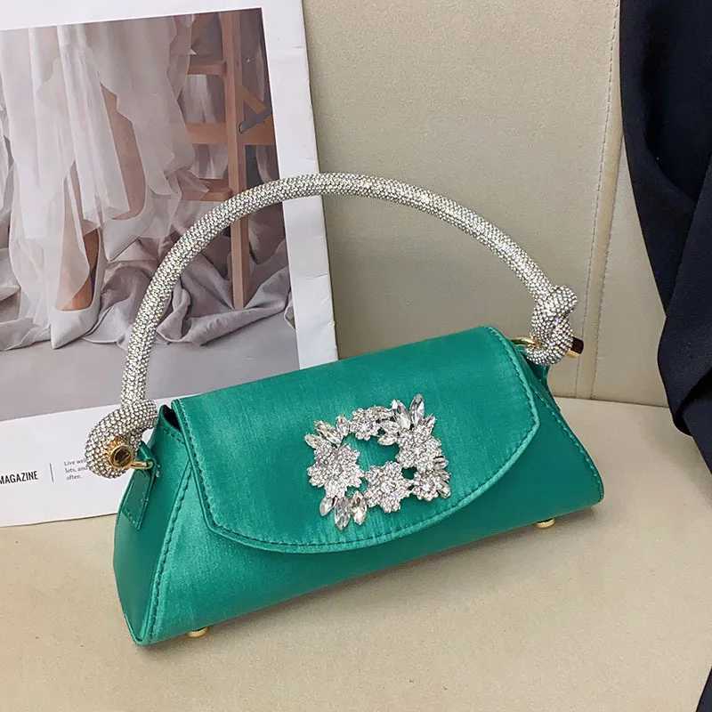 Water Diamond Flower Crescent Trapezoidal Square Buckle Handbag Banquet Silk Satin Small Square Bag Z251017