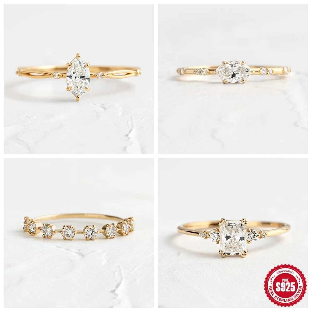 LENNIK Real 925 Sterling Silver Fashion Mini Zircon Engagement Ring for Women Rings Female 18K Gold Color Jewelry Gift anillosW251017