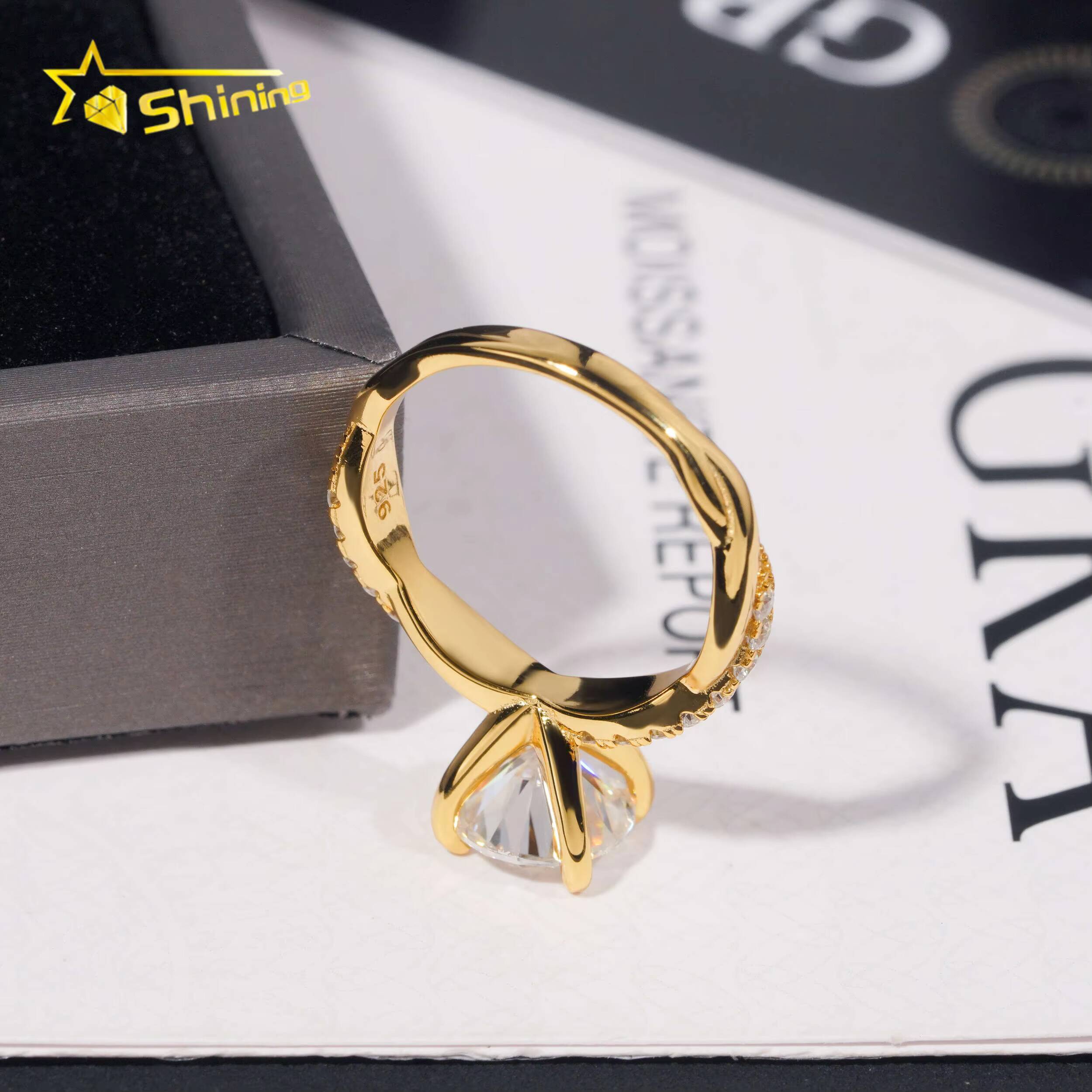 Fashion Jewelry Moissanite Diamond Wedding Rings 18K Plating Gold Sterling Silver Moissanite Ladies Wedding Rings