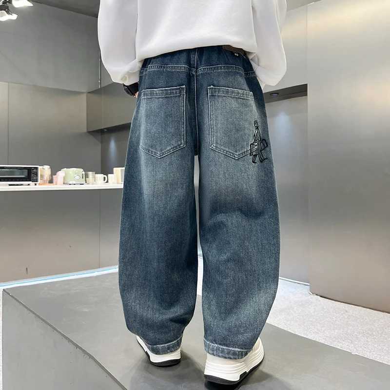Korean Child Fashion Distressed Baggy Jeans For Tweens Boy Loose Style Folded Denim Pants Kids Cowboy Casual Trousers Age 514 TT251017