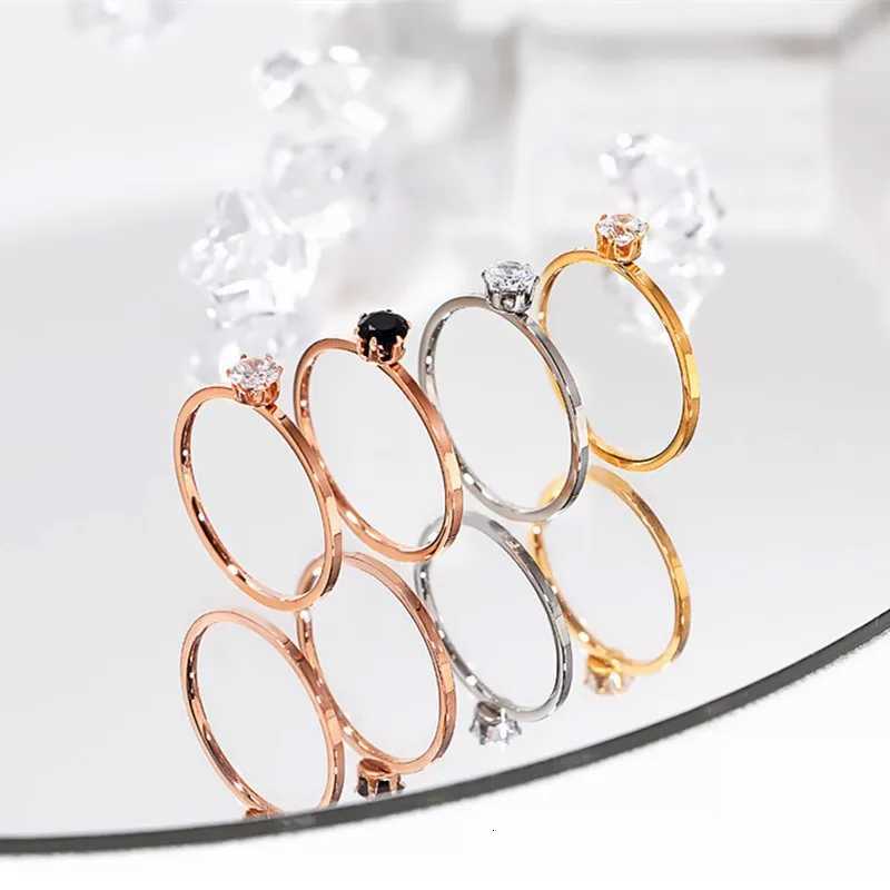 4mm Single CZ Stainless Steel Thin Ring Wedding Band for Women Girl Size 310W251017