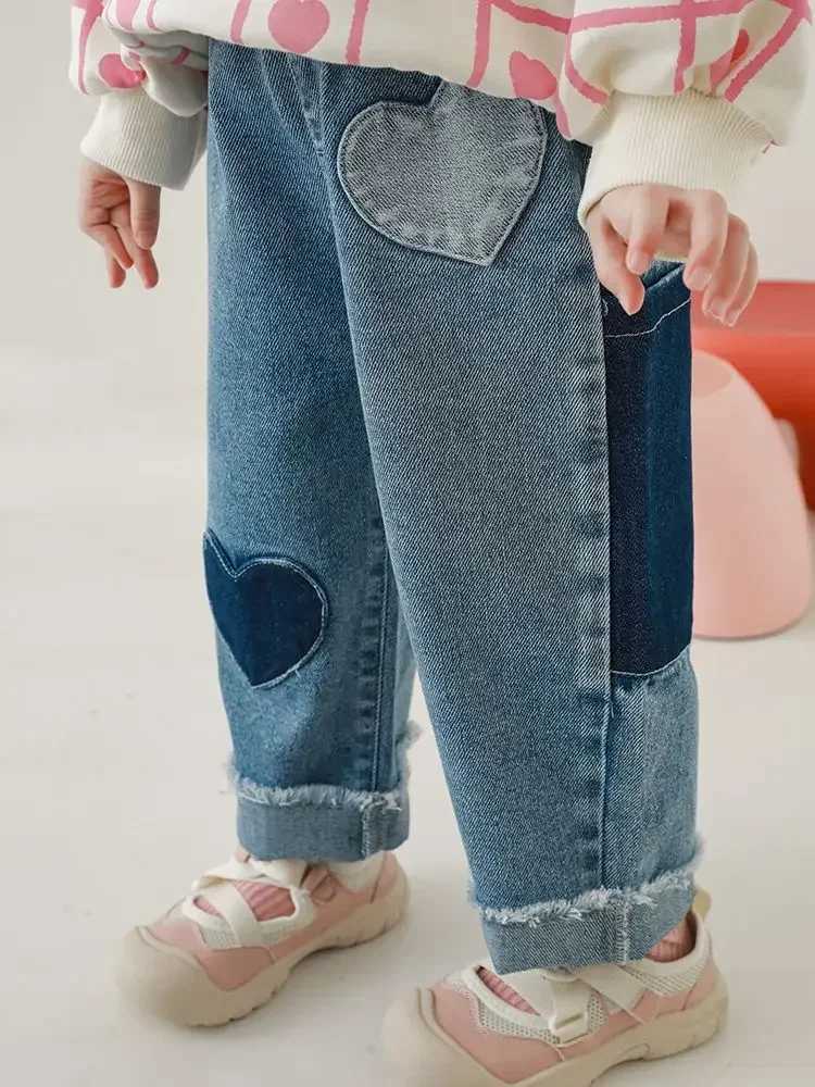 Straight Pants 2023 Summer Elastic Waist Ankle Length Wide Leg Cotton New Fashion Korean Casual Designable Unique Children GirlsT251017