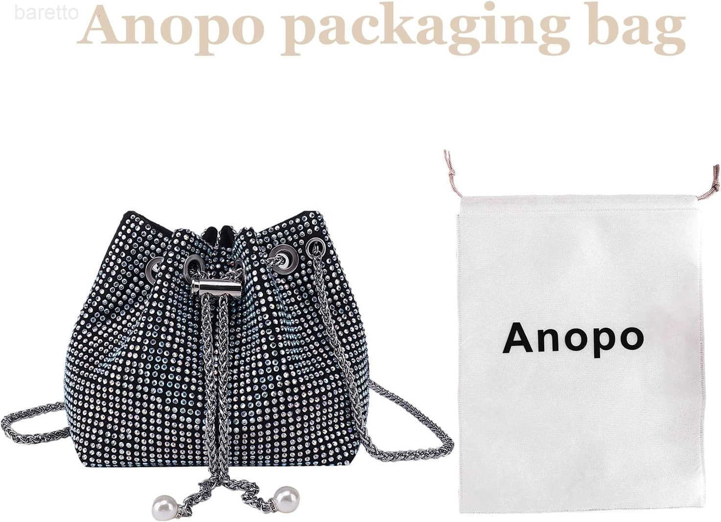 Womens Sparkly Rhinestone Purse Glitter Handbag Evening Drawstring Bucket Crossbody Bag for Wedding Party Prom Z251017