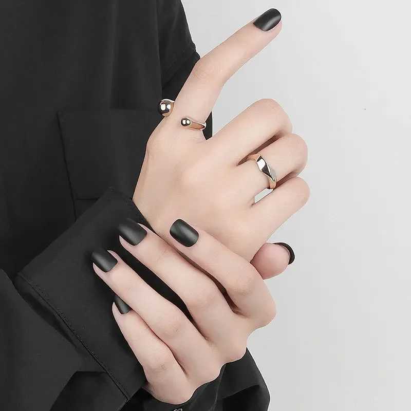 New Fashion Silver Color Geometric Open Rings for Women Simple Irregular Smooth Adjustable Finger Rings Party Jewelry GiftsW251017