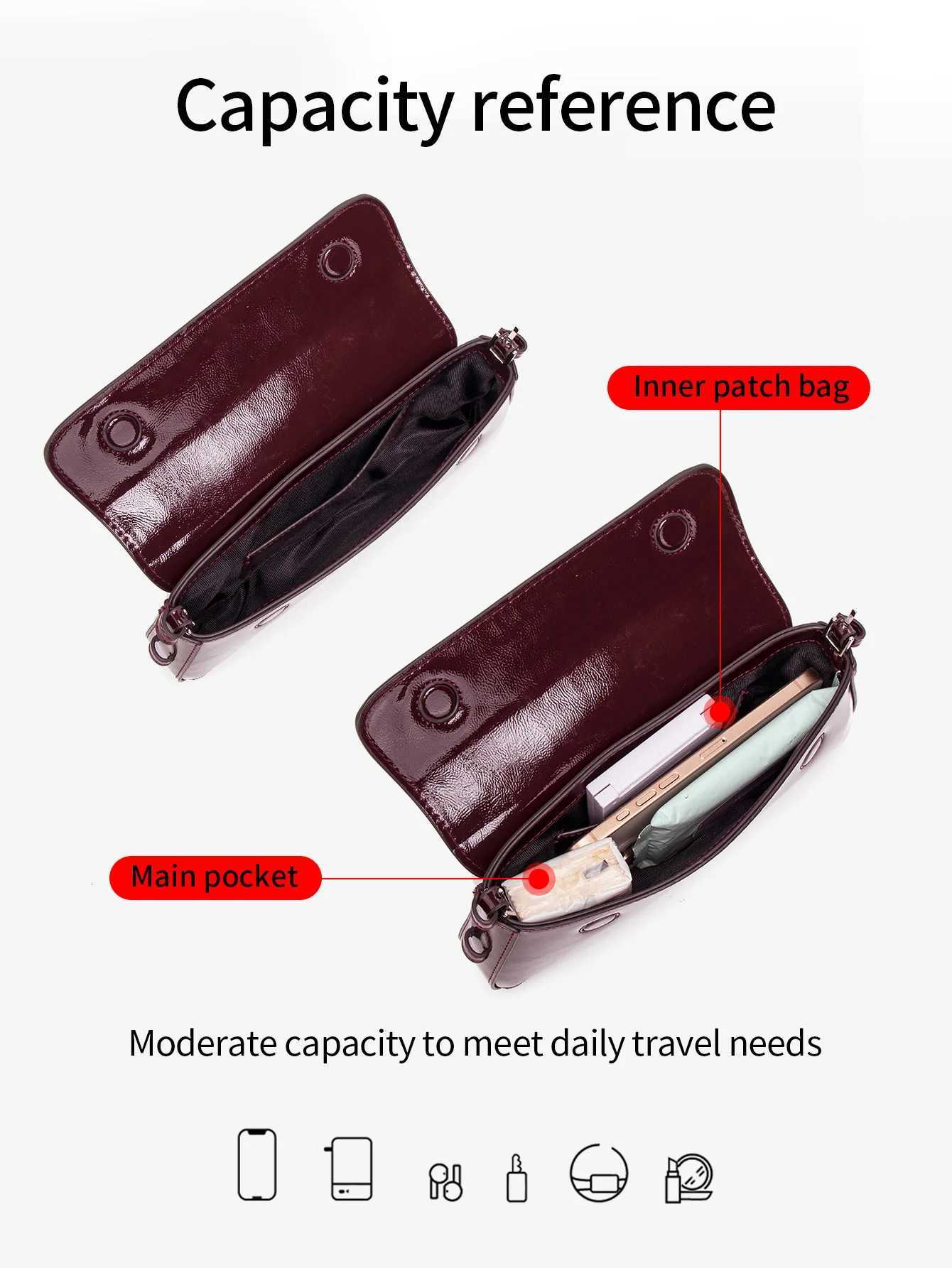 Fi ladies shiny crossbody bag stylish elegant shoder bag wine red small underarm bag versatile solid color cluh bag1 D251017