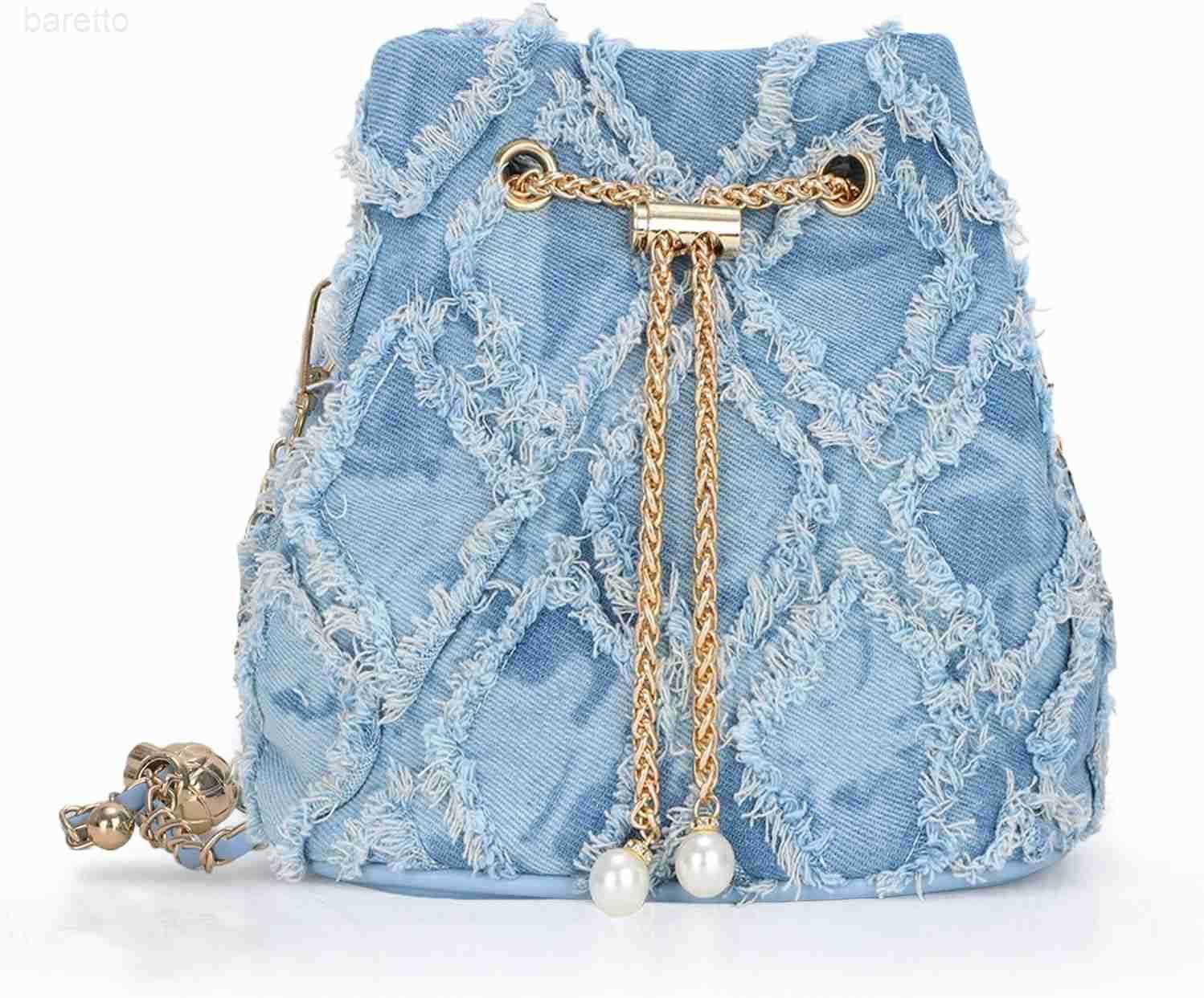 Small Denim Bucket Bag for Women Jean Purse Crossbody Bags Denim Tote Handbag Z251017