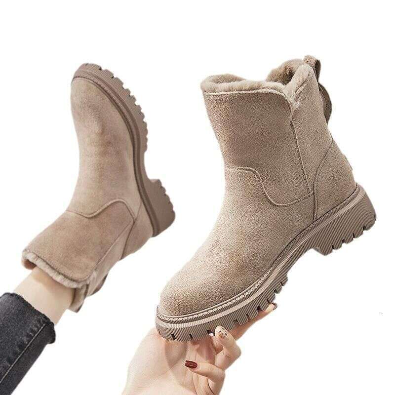 Winter New Midtube Plus Fleece Thickened Warm Cotton Shoes Fur One Winter Women's Boots