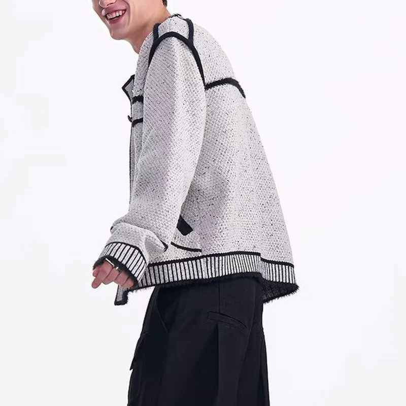 Autumn Winter Fashionable Mens Sweatercoats Vintage Buttoned Striped Crochet Sweater Cardigans Men Trendy Knitting Jacket Coats J251017