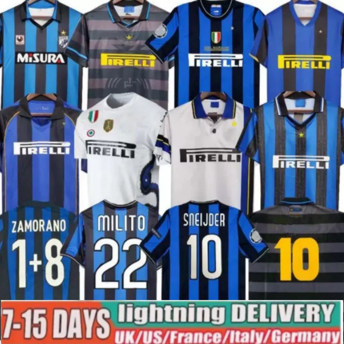 inter retro soccer jerseys 88 89 90 91 92 93 94 95 96 97 98 99 00 01 02 03 04 05 06 07 08 09 10 Ronaldo Figo ADRIANO Stankovic ZANETTI milans vintage football shirt long MILITO 0