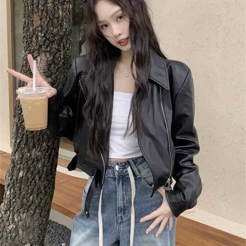Ladies Trend Leather Jacket Autumn Female Locomotive Coat Retro Women Zipper PU Leather TopsT251017