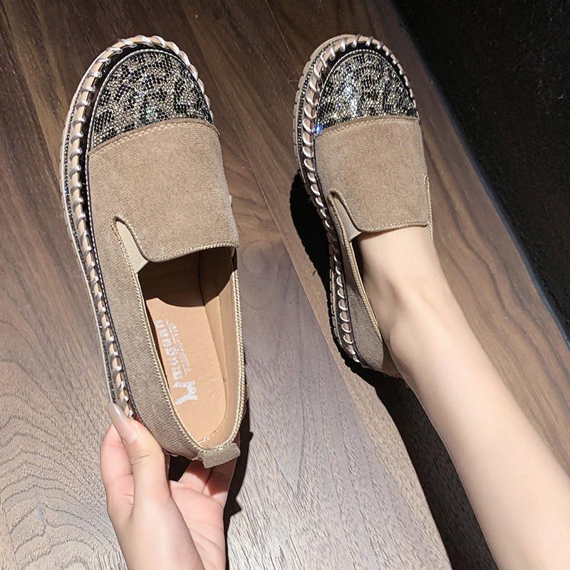 Luxury Diamond Designer Women's Casual Shoes Fashion Versatile Loafers Casual Thin Bottom Rhinestone Round Toe Flats Anti slip walking shoes Zapa