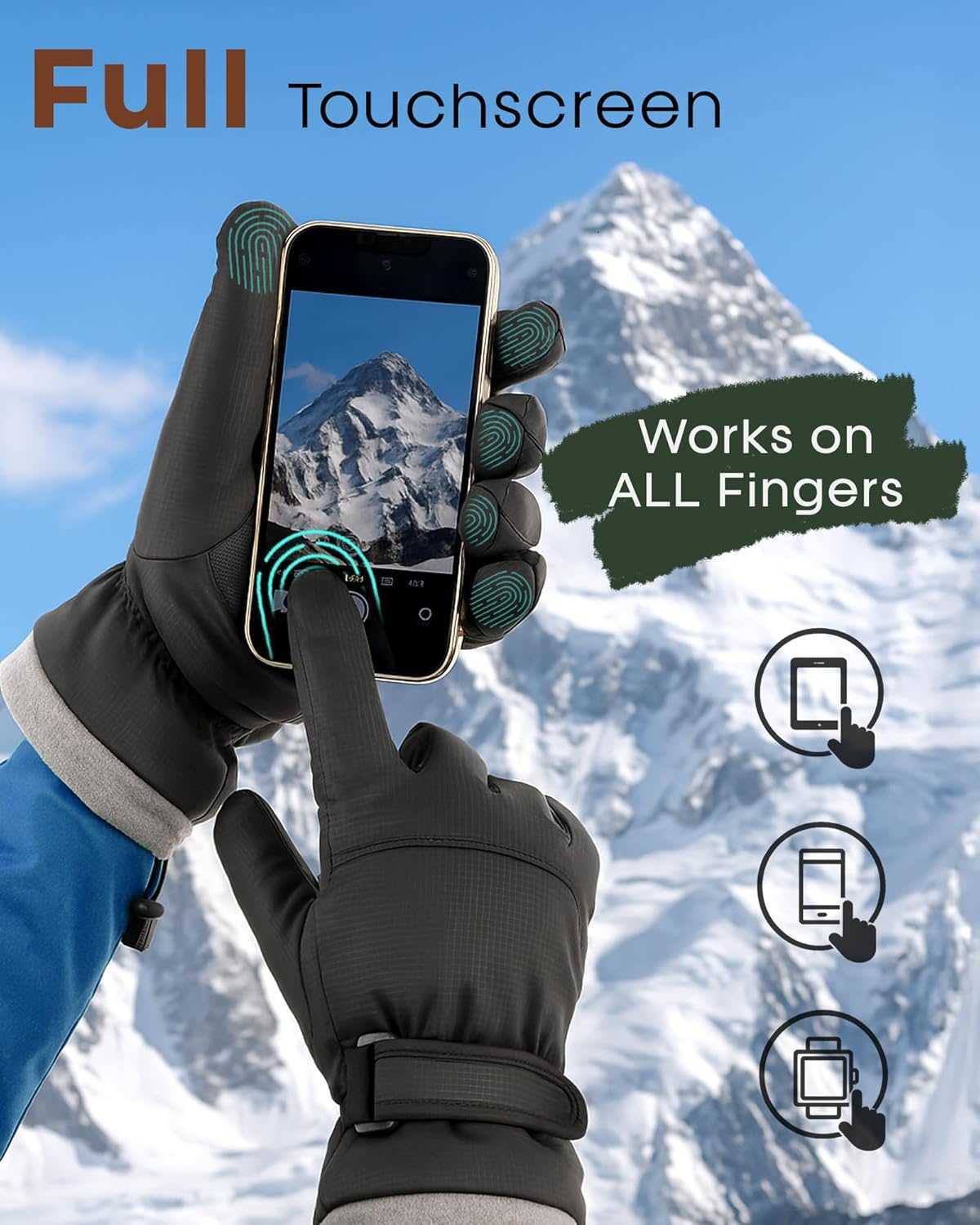 Winter Gloves for Men Women Adjustable Wrist Windproof Waterproof Cold Weather Full Touchscreen Ski Snow Fleece Lined Z251017