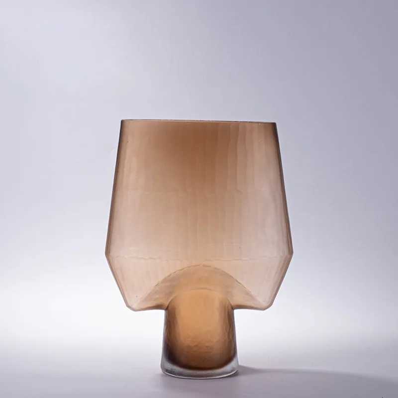 European Style Frosted Multiedge Design Transparent Glass Vase Creative Hydroponic Flowers Living Room Decoration Ornaments C251017