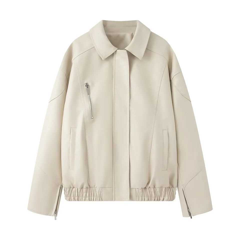 UNIZERA leather jacket womens autumn new ins style fashion retro simple versatile loose casual PU leather jacketT251017
