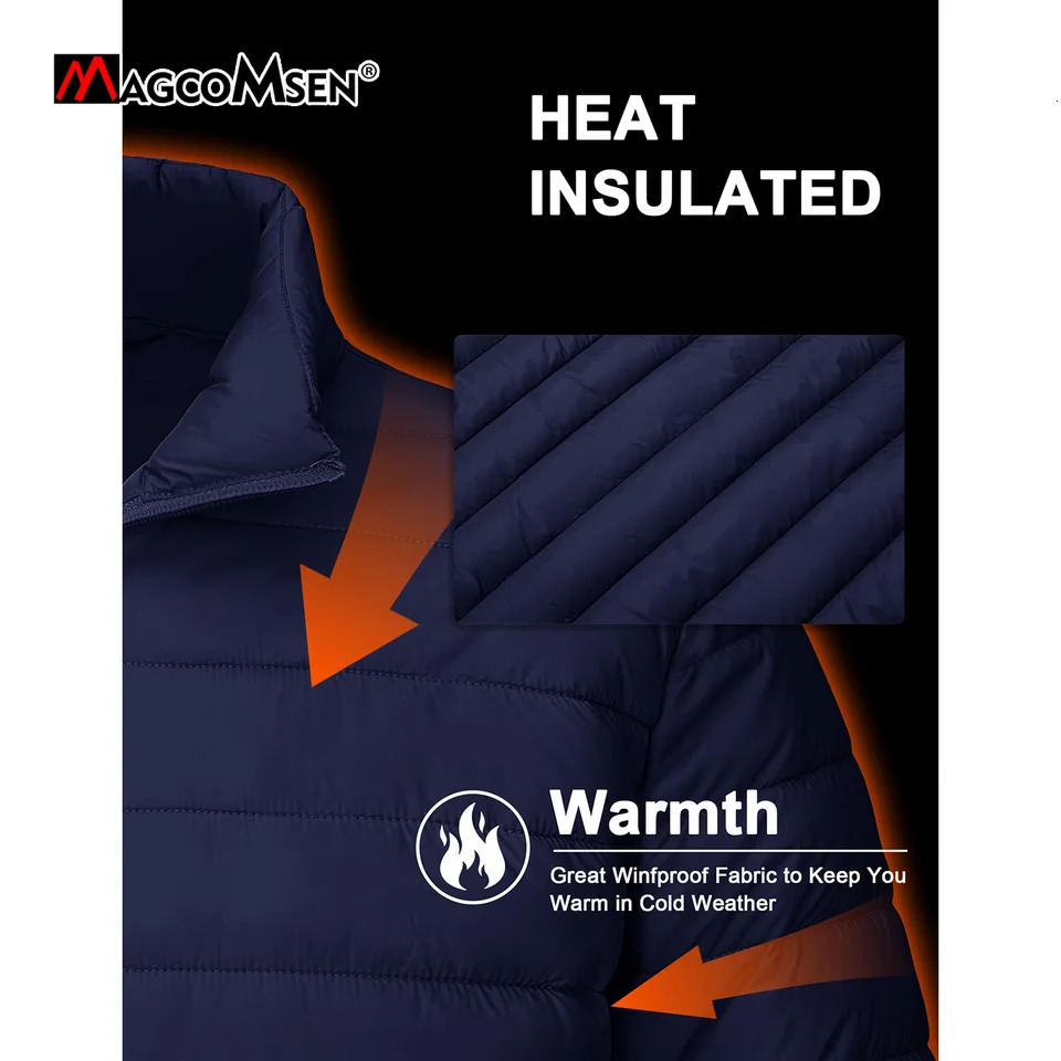 MAGCOMSEN Lightweight Puffer Jacket Mens Winter Thermal Warm Quilted Coat Waterproof Windproof Puffy Jackets Male Windbreaker 251017