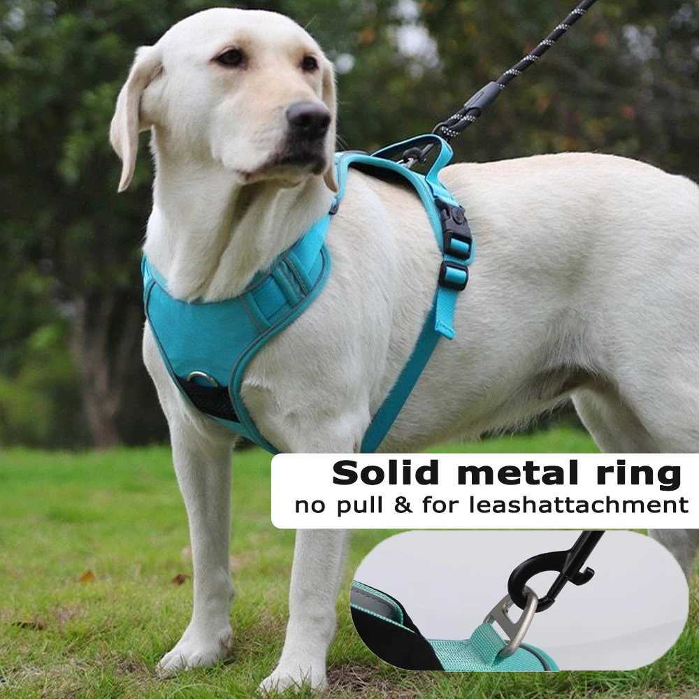Dog Harness with Airtag Holder and Leash SetPremium Oxford Breathable Material Durable Reflective Dog Harness and Leash Set C251031