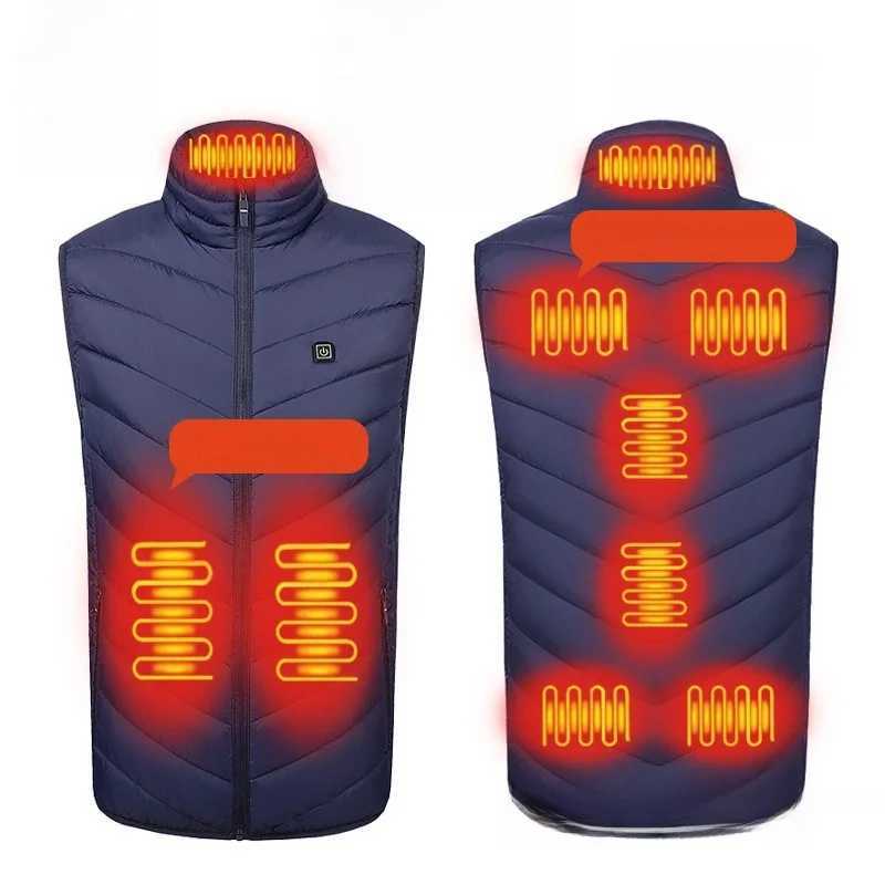 Mens Smart Constant Temperature Electric Heating Vest 9 Zone Thermal Safety Warmth Heated Jacket USB Powered Thickened Cotton H251017