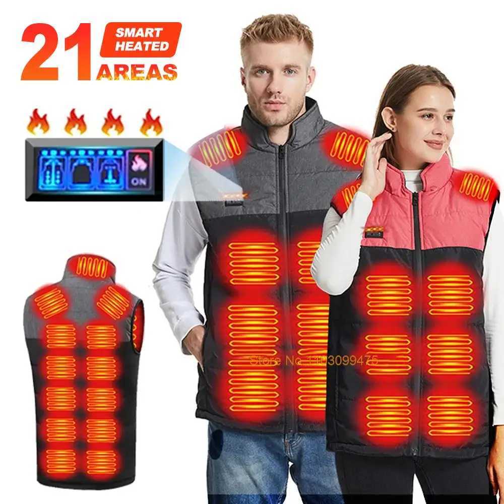 Self Heat Vest 21 Zone Heated Jacket Men Women Keep Warm Accessories Heated Coats Heated USB Rechargeable Skiing Jackets Washed H251017