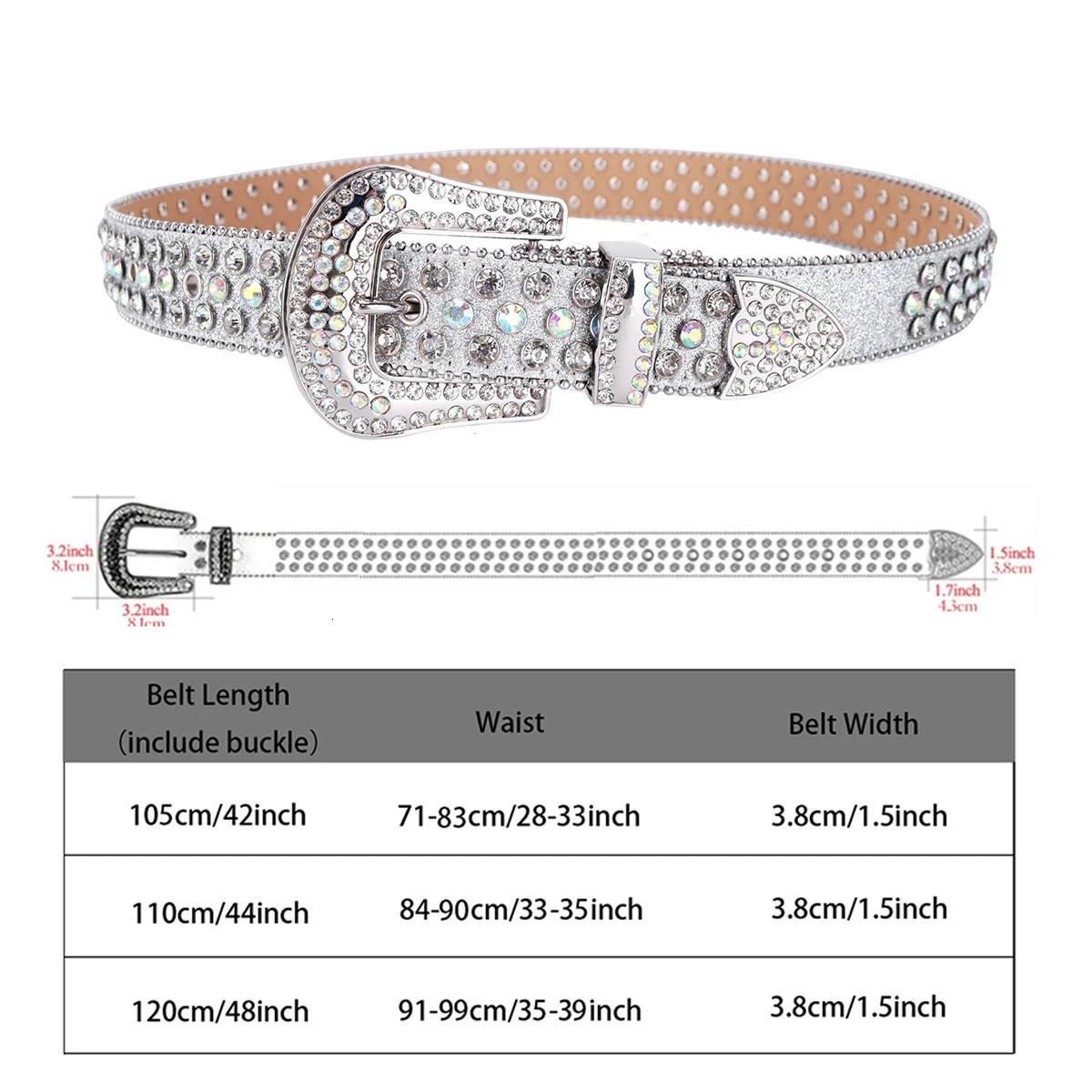 Fashion Rhinestone Belt Western Denim DiamondEncrusted n Leather for Men And Women Dress Jeans Accessory 251010